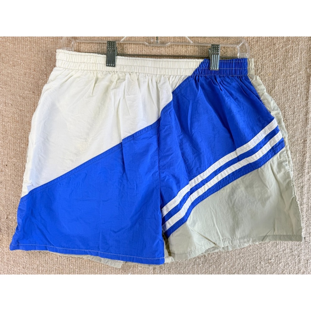 VTG Mens Sz Large (36/38) Hunt Club Blue White Nylon Shorts Swim Trunks‎